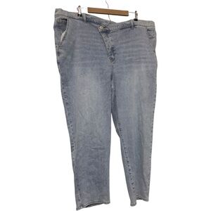 Eloquii Crossover Straight Leg Jeans Gray Size 22